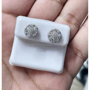 Luxe 925 Sterling Silver Floral Stud Boucles D'oreilles Unisexe Brillant Déclaration Diamant Bijoux Bling Effet Hip Hop Rappeur Style pour - Product Image 1