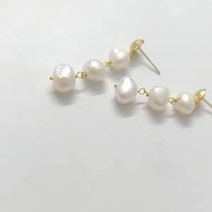 Wholesale Price Natural Pearl <b>Long</b> <b>Earrings</b> 5 CM 925 Sterling <b>Silver</b> 18K Gold Plated Designer Fine Jewelry Anniversary Gift - Product Image 2