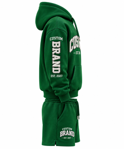 Casual Wear <b>Men</b> <b>Green</b> Hoodie & Short Set Custom Letter Embroidered <b>Men</b> Hoodie and Shorts Set Pullover Sweatshirt Jogger Outfit - Product Image 3