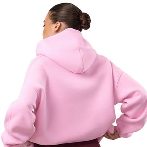 Sweat à capuche oversize rose clair pour femme, pull en polaire à manches longues, style décontracté streetwear, coupe ample, mode quotidienne - Product Image 4