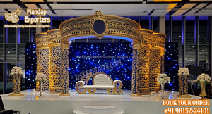 Escenario de boda con tema ultramoderno de estilo único, escenario de FRP blanco magnífico para bodas lujosas, escenario de boda asiático con tema Raj Mahal - Product Image 3