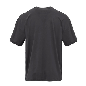 100% <b>Ringspun</b> Cotton Formal Heavyweight Knitted T-Shirt Men Drop-Shoulder Sleeves Oversize Relaxed Fit Black - Product Image 2