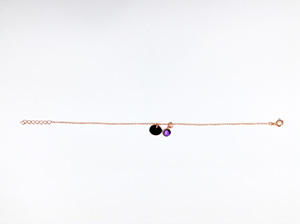 Rose Gold Plated Chain Bracelet With Amethyst Gemstone And <b>Initial</b> G Charm Minimalist Everyday Wear - Product Image 4
