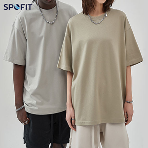 T-shirt en coton blanc surdimensionné à col rond et manches courtes pour homme, style streetwear décontracté, tricot jersey, couleur unie, design épuré - Product Image 5