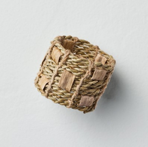 Rustic twined brown willow <b>twig</b> napkin ring bound with natural cream accents, available at wholesale prices. - Product Image 3