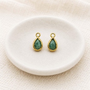 Natural <b>Emerald</b> Teardrop <b>Pendant</b> | Gold Bezel Gemstone Jewelry Charm Sold Per Pc - Product Image 1