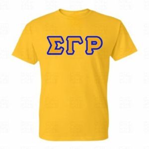 Camiseta Sigma Gamma Rho Negra con Letras Griegas, Azul, Informal para Mujer, Camiseta de Sororidad, Manga Corta, con Gráficos, Personalizada con Letras Griegas - Product Image 1