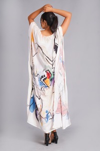 High Quality Women's Luxury <b>Kaftan</b> Satin Fabric Floral Printed Pure Cotton Summer <b>Beach</b> Cover up for Gift Great Price - Product Image 2