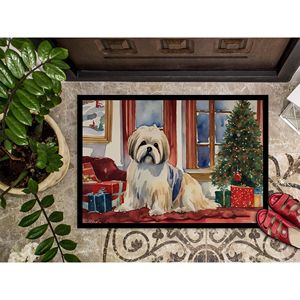 Lhasa Apso Cozy Christmas Tapis de porte intérieur et extérieur antidérapant lavable à poils bas 24H X 36W pour entrée ou porte d'entrée - Product Image 3