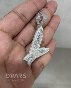 Collier Pendentif Lettre Alphabet en Argent 925 Style Hip Hop Diamant Moissanite Taille Brillant Sertissage Griffe Unisexe Luxe - Product Image 3