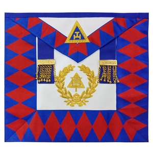 Delantal Masónico del Arco Real Azul y Rojo con Cadena Dorada y Borde Bordado, Hecho a Medida para Capítulo del Arco Real, Ceremonial, Fabricación Personalizada - Product Image 1