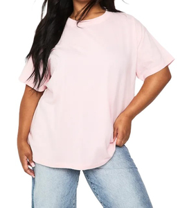 เสื้อยืดโอเวอร์ไซส์ขายดีสำหรับผู้หญิง สีชมพูอ่อน คอกลม แขนสั้น แห้งเร็ว เบาสบาย นุ่มและใส่สบาย - Product Image 1