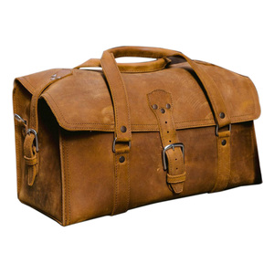 Bolsa de Viaje de Cuero Genuino, Amplia Bolsa de Lona con Compartimento para Zapatos, Correa de Hombro Ajustable para Viajes de Fin de Semana y Uso en el Gimnasio - Product Image 4
