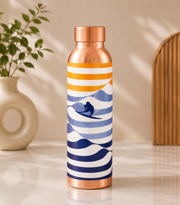 Botella de Agua de Cobre con Diseño de Piedras Negras, Botella de Agua Ayurvédica de Cobre Puro con Diseño de Guijarros de Mármol, a Prueba de Fugas - Product Image 2