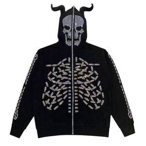 Rhinestone Pullover <b>Hoodies</b> with Custom Design Cotton Blended Custom Rhinestone <b>Hoodies</b> - Product Image 1