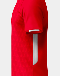 Maillot de football léger pour homme, rouge, sublimé, col rond, manches courtes, évacuation de l'humidité, coupe athlétique, toutes saisons, vêtements de sport - Product Image 4