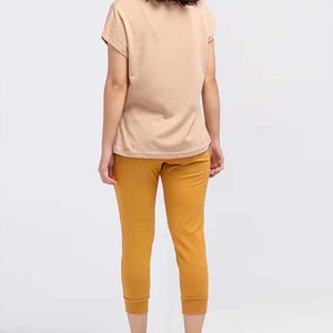 Eco-Friendly Women's Solid Color <b>Cap</b> <b>Sleeve</b> <b>T</b>-<b>Shirt</b> 100% Cotton Knitted Breathable Loose Fit O-Neck Casual Spring Summer Wear - Product Image 2