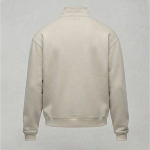 Nouvel ensemble de survêtement beige pour homme, demi-zip, manches longues, poches cargo, décontracté, pour l'automne, coupe classique, couleur unie, 100 % coton - Product Image 4