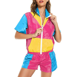 Custom Women Autumn/Winter Printed Casual Solid Windbreaker Sets Breathable Polyester/Nylon Waterproof Quick Dry Short Crop Top - Product Image 5
