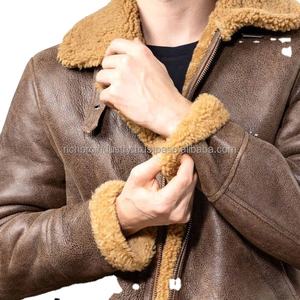 Chaqueta de Cuero con Forro de Borrego para Hombre, Ligera, Cálida, de Manga Larga, Estilo Motociclista, Nueva Colección de Invierno, Fabricada en Fábrica OEM - Product Image 2