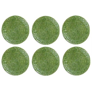 CRYSTAL CRAFT Handmade <b>Beaded</b> Tea Coaster <b>Set</b> with Colorful Round Patterns Ideal for Table Decor Kitchen and Unique - Product Image 6