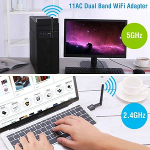 Adattatore USB WiFi AC600Mbps Dual Band 5G/2.4G 802.11ac Rete Wireless per PC Desktop Laptop con Antenne Esterne da 2dBi - Product Image 4