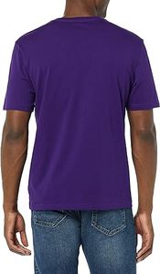 Camiseta de Manga Corta con Cuello en V para Hombre, Corte Regular, Color Sólido, Algodón Jersey, Ropa Casual, Negro y Morado, Paquete de 2 - Product Image 2