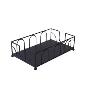 Panier de rangement en fil métallique noir avec poignées arquées et pieds roulants, organisateur de rangement pour la cuisine - Product Image 2