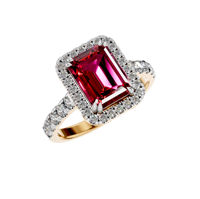 Personnalisable 14K 18K Or Rubis Solitaire Halo Bague IGI Certifié Taille Émeraude Bijoux De Mariage Prix Compétitif En Gros En Vrac