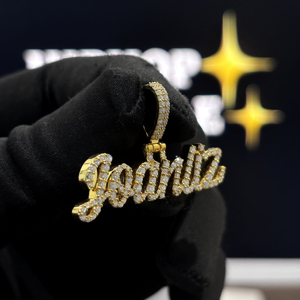 Colgante con Nombre Personalizado, Plata de Ley 925, Chapado en Oro, Moissanita VVS, Letra en Script, Collar Hip Hop Personalizado - Product Image 5