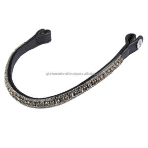Caballo ecuestre Cuero Diamante Jeweled ceja banda Bling 5 filas Cristales de vidrio blanco Brida decorativa ceja banda OEM aceptado - Product Image 1