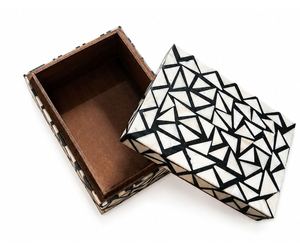 Handcrafted Modern Geometric Inlay <b>Wood</b> Jewelry <b>Box</b> Rectangular Storage Decorative <b>Box</b> for Living Room Home Table Decoration - Product Image 4