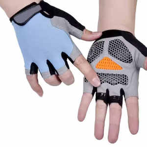 Heavy Duty Leather Half Finger/Fingerless Customizable Fitness Gloves for Men's <b>Weight</b> Gym Glove - Product Image 5