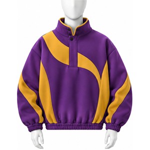 Sudadera Oversize de Forro Polar con Cremallera de Cuarto, de Alta Calidad, Novedad, con Bloques de Color, Cuello Alto, Manga Regular, Unisex, para Otoño y Uso Exterior - Product Image 6