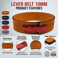 Ceinture de musculation en cuir à levier haute performance, coutures de qualité supérieure, pour un levage sécurisé, en cuir de vachette renforcé