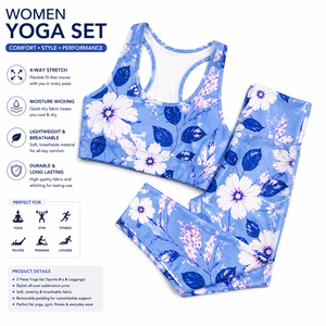Ensemble de leggings de yoga et soutien-gorge de sport respirants en spandex/polyester de haute qualité pour femmes - Product Image 4