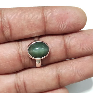 Natural <b>Cat's</b> Eye <b>Ring</b>, 925 Sterling Silver <b>Ring</b>, Green <b>Cat</b> Eye Gemstone <b>Ring</b>, Handmade Statement <b>Ring</b>, Gift for Women - Product Image 6