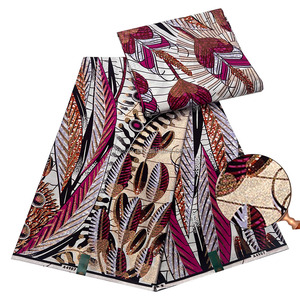 Nouveau Tissu Africain Original <span class=keywords><strong>en</strong></span> Wax <span class=keywords><strong>Pagne</strong></span> Ankara de Luxe Grand Super Pailleté de 6 Yards, Motif Fleurs pour Robes Nigeria Batik - Product Image 1