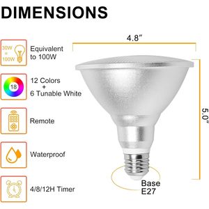 Faretto LED Par38 Impermeabile da Esterno 30W=100W con Timer 1800LM Bianco Caldo+Freddo RGBW Cambio Colore - Product Image 3
