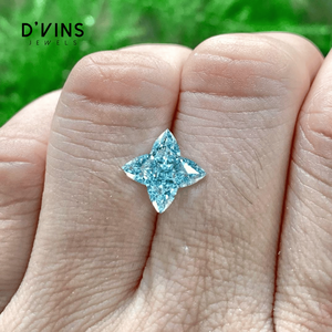 Diamant de laboratoire D'vins 3.13CT, vert bleu intense fantaisie, VS1, taille trèfle, certifié IGI, pour la fabrication de bijoux - Product Image 2