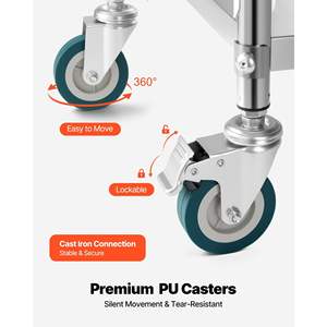 3-Tier Stainless Steel Heavy Duty Mobile Service <b>Storage</b> Cart Lockable <b>Wheels</b> Medical Serving <b>Trolley</b> for Hospital Cart Cart - Product Image 4