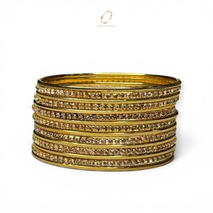 High Quality Stainless Steel 18K Gold Plated <b>Crystal</b> Bangles Set for Women Premium Indian Wedding Fashion Jewelry Wholesale - Product Image 2