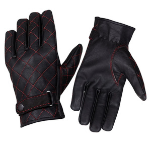 Gants de conduite en cuir noir pour homme, matelassés pour l'hiver, avec sangle de poignet réglable et design respirant pour la conduite - Product Image 6