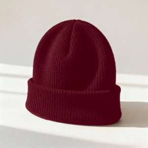 Gorro de Punto Ajustable Unisex para Adultos, 100% Acrílico, Verde Oscuro Sólido con Rayas, con Borde de Color en Contraste, para Uso en Exteriores en Invierno - Product Image 2