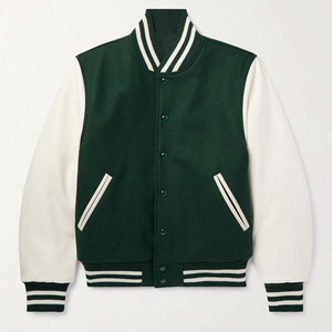 เสื้อแจ็คเก็ตวาร์ซิตี้คุณภาพสูงสำหรับผู้ชาย ผ้าขนสัตว์สำหรับฤดูหนาว แต่งหนังที่แขนเสื้อ เสื้อโค้ทวาร์ซิตี้คุณภาพดี - Product Image 4