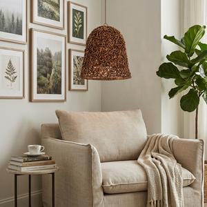 Lámpara Colgante Orgánica de Fibra de Plátano Estilo Boho, Lámpara Colgante de Cesta Tejida Natural, Lámpara de Techo Rústica de Paja para Hotel o Restaurante - Product Image 6