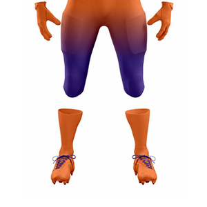 Custom American Football Uniform Orange Purple 23 Sublimated Jersey Shorts Men's Moisture Wicking Fitted <b>Athletic</b> Wear - Product Image 4