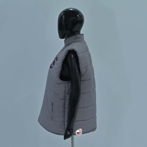 เสื้อกั๊กพัฟเฟอร์สีเทาสำหรับผู้ชายของมหาวิทยาลัยเซาท์แคโรไลนา คอตั้ง ปิดด้วยซิป โลโก้แบบปะติด สวมใส่สบายในฤดูหนาว ระบายอากาศได้ดี - Product Image 4