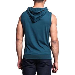 Custom Athletic Gym Lightweight <b>Men's</b> Workout Hooded Tank Top Zip <b>Sleeveless</b> Muscle Cut Cotton Quick Dry Bodybuilding <b>Hoodie</b> - Product Image 2