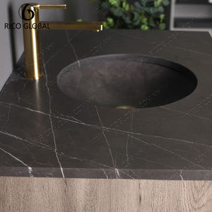 RICO GLOBAL <b>Wall</b> Mounted Bathroom Vanity With Led <b>Mirror</b> Ceramic Basin Light Wood Finish 48 In Contemporary Design - Product Image 5